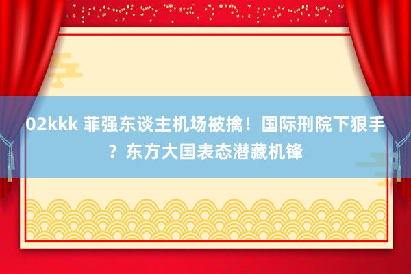 02kkk 菲强东谈主机场被擒！国际刑院下狠手？东方大国表态潜藏机锋