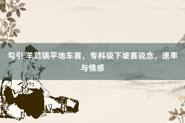 勾引 羊范镇平地车赛，专科级下坡赛说念，速率与情感
