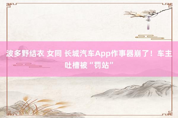波多野结衣 女同 长城汽车App作事器崩了！车主吐槽被“罚站”